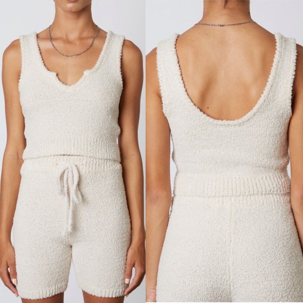 NIA The Brand Cream Notched Sweater Tank